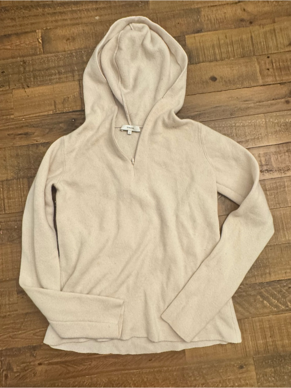 Vince Cream Hooded Scoop Neck Sweater